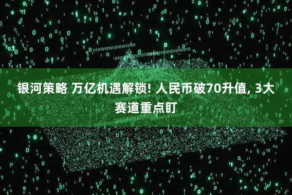 银河策略 万亿机遇解锁! 人民币破70升值, 3大赛道重点盯